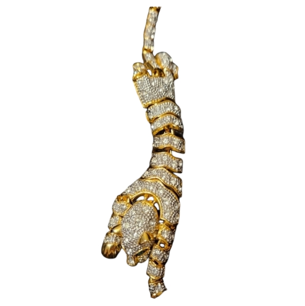 Vintage Gold and Crystal Shoulder Pin Brooch